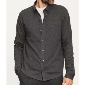 Vince Birdseye Long Sleeve Button Down Shirt Dark Gray Size M